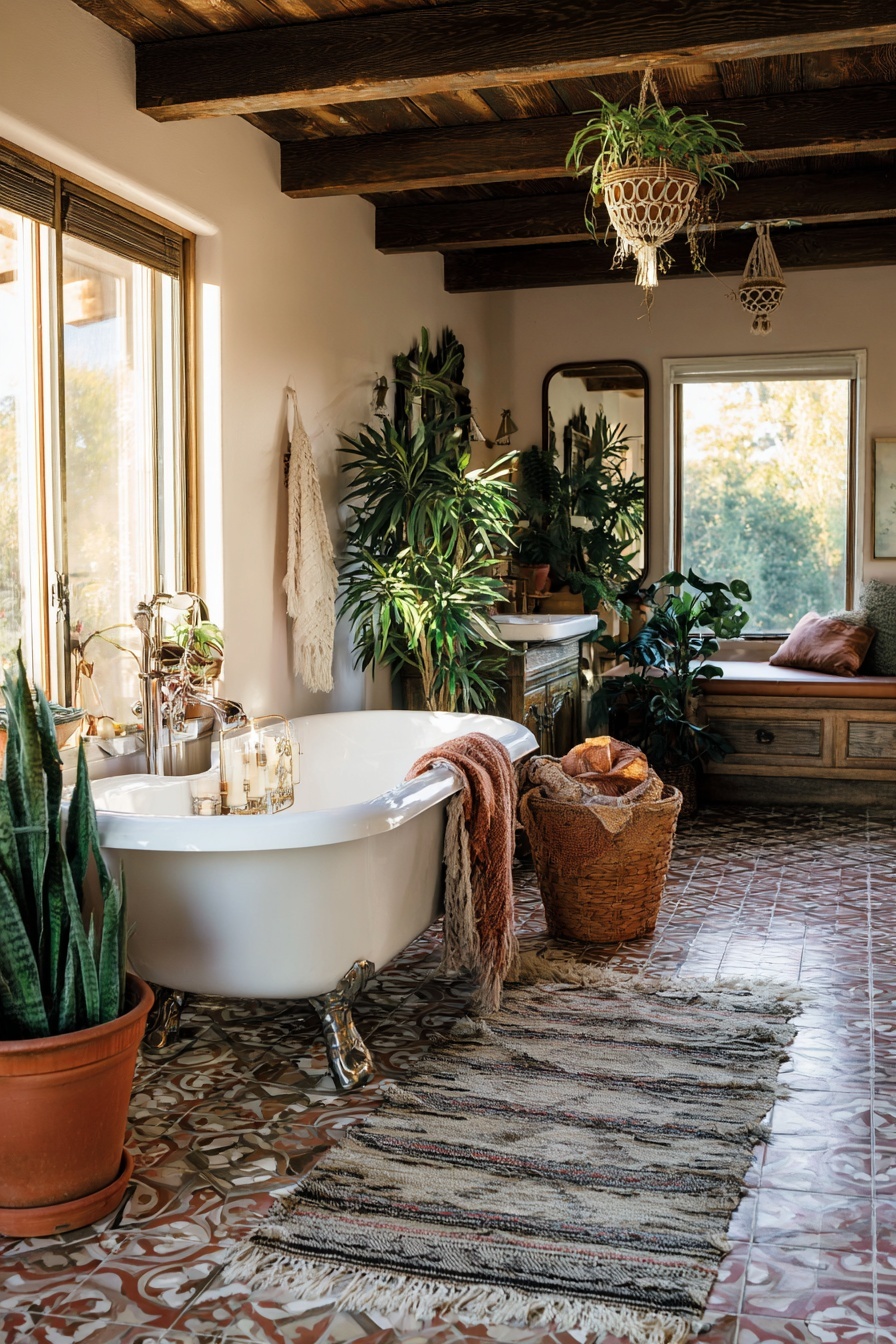 Layered Fabrics in Bathroom