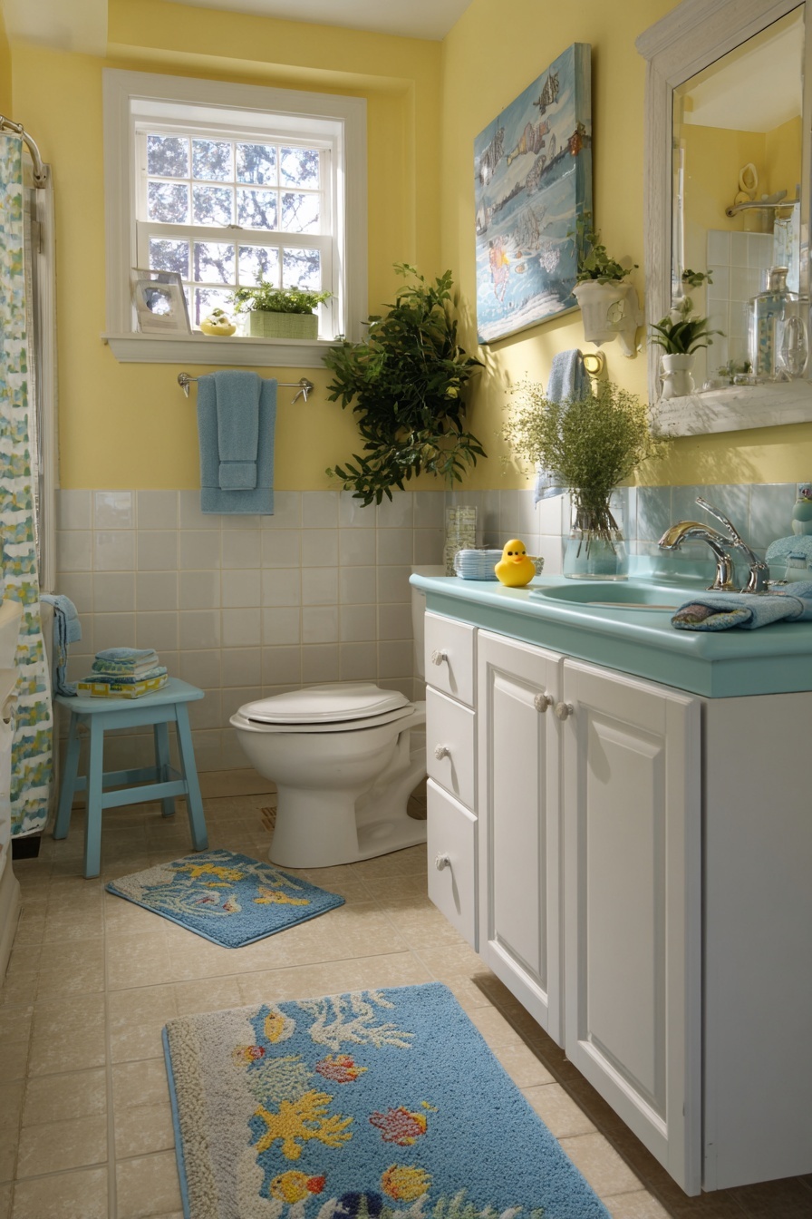 Yellow-Themed Toilet Area