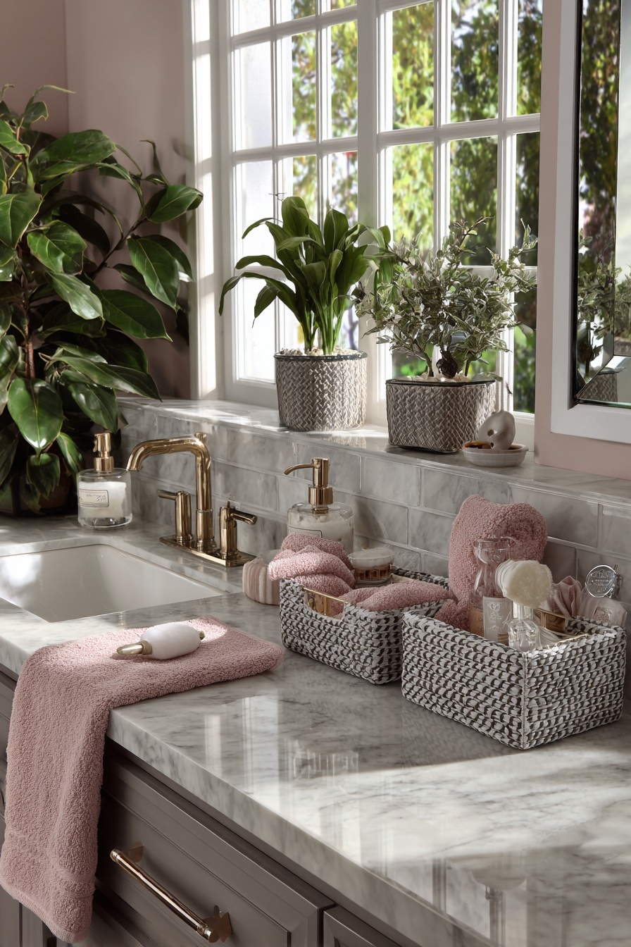 Pink and Grey Storage Baskets