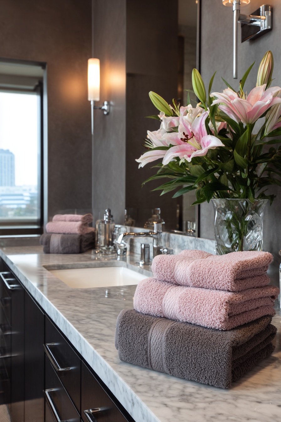 Pink and Grey Towels
