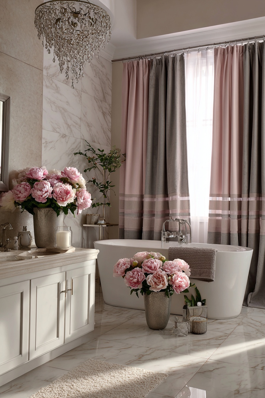 Pink and Grey Shower Curtains