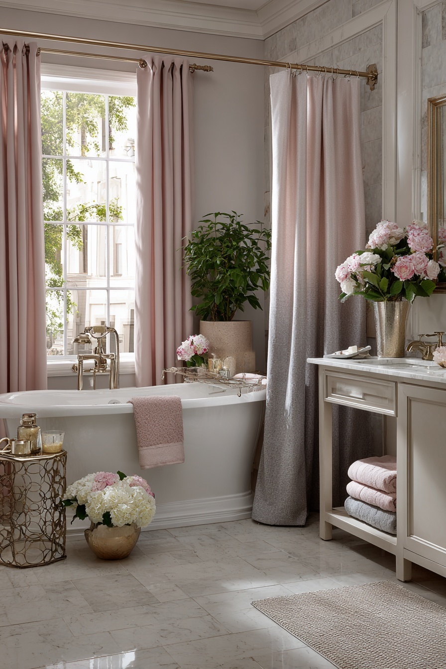 Pink and Grey Shower Liners