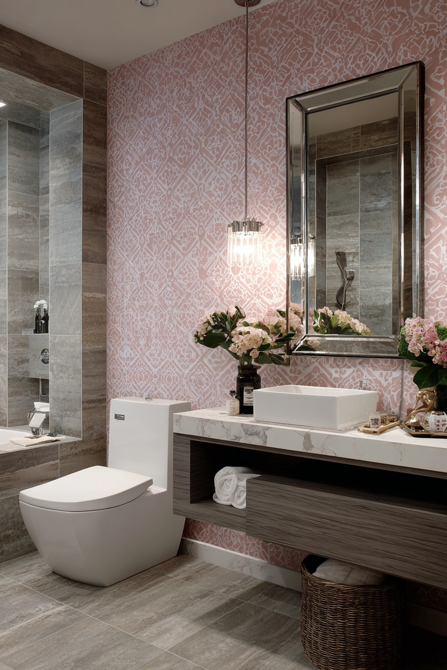 Pink Water-Resistant Wallpaper