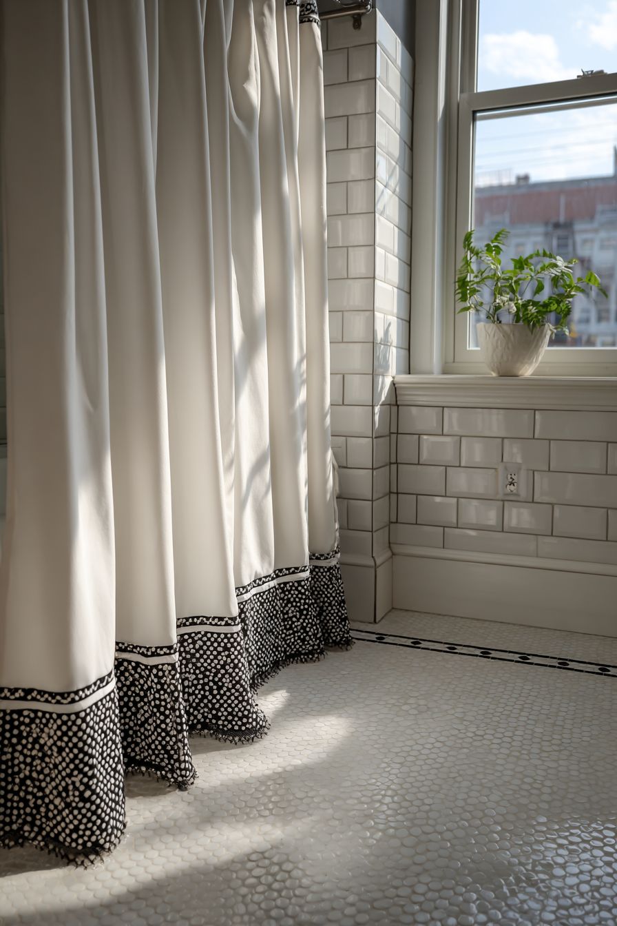 Swap in a Trendy Shower Curtain