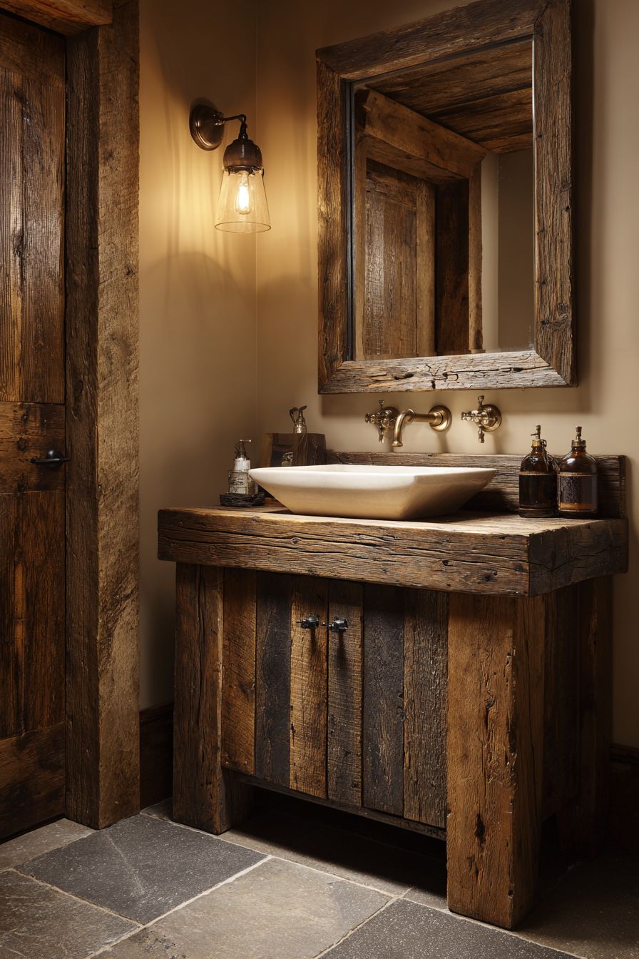 Custom Rustic Vanity: Repurposed Wood