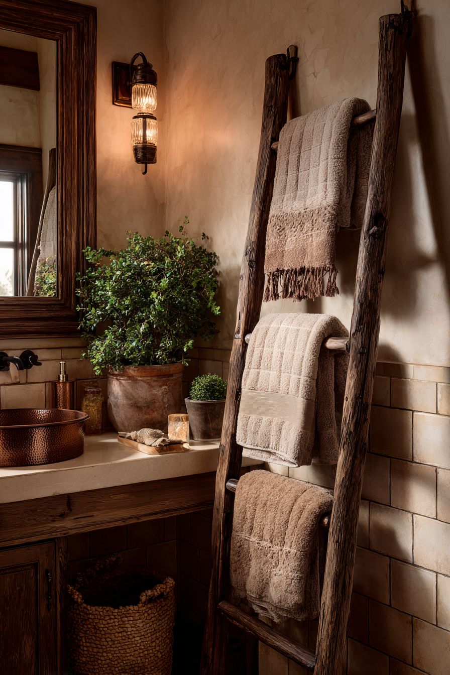 DIY Rustic Ladder Towel Rack