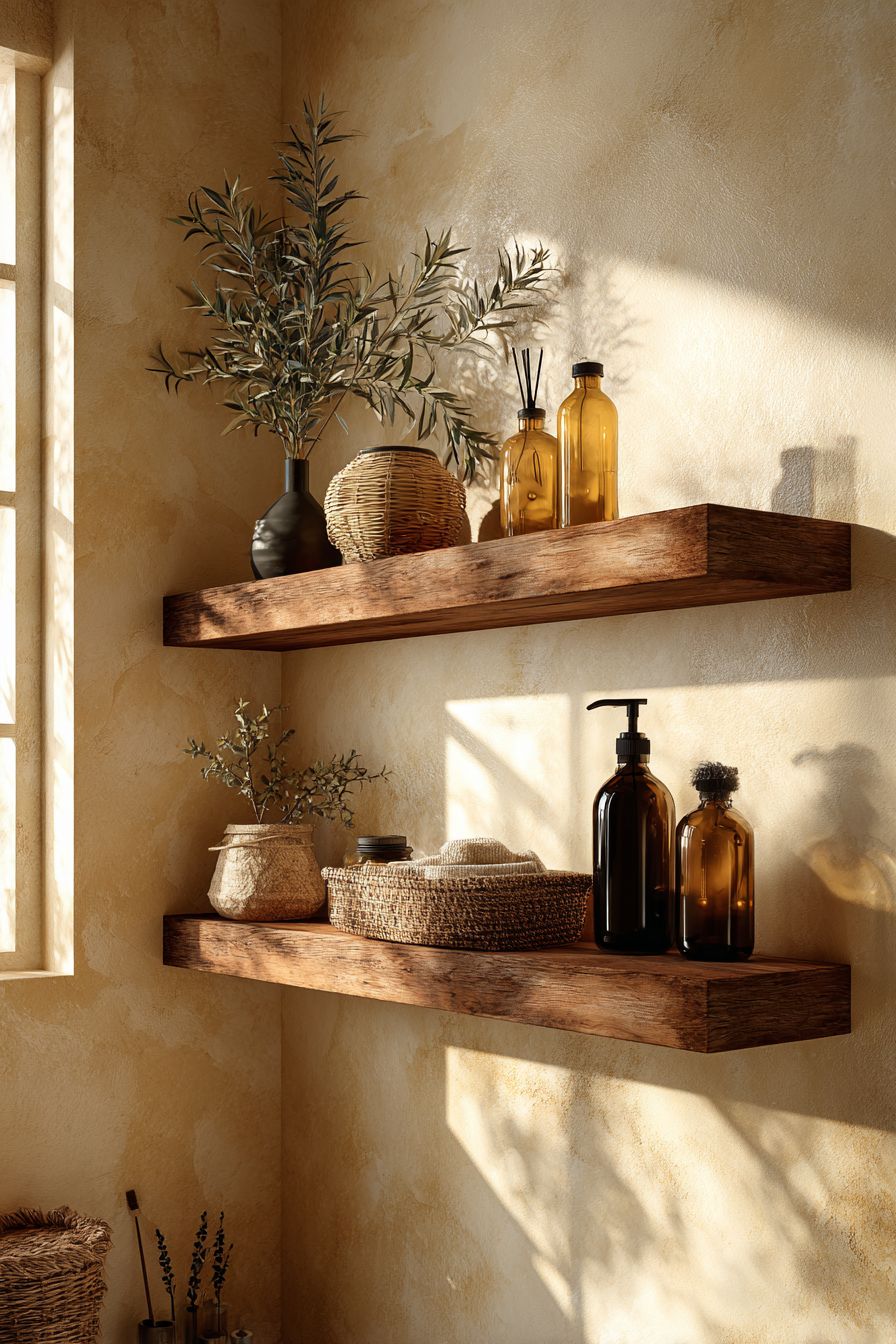 Elevate Storage with Floating Wooden Shelves