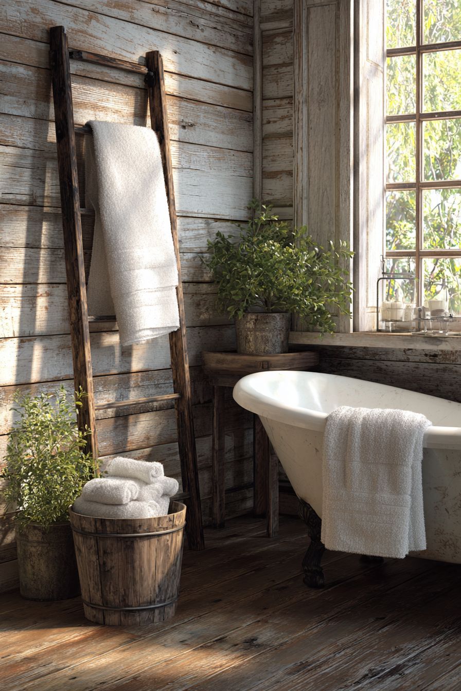 Add a Vintage Ladder for Towels