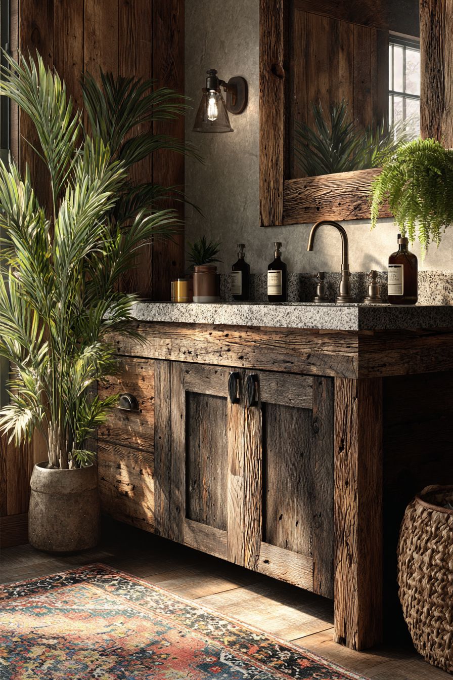 Frame the Vanity with Rustic Wood