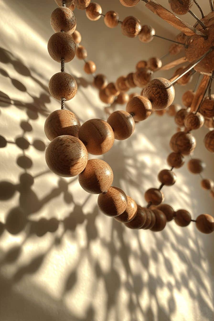 Wooden Beaded Pendant Light