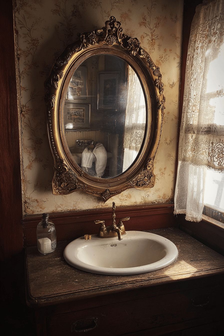 Vintage Mirror Above Sink