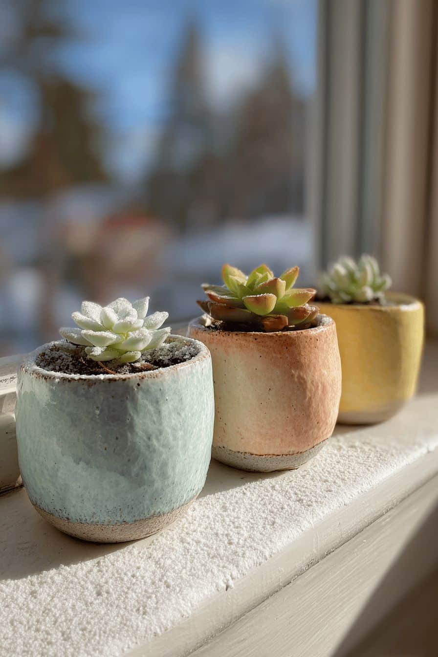 Ceramic Planters on Windowsill