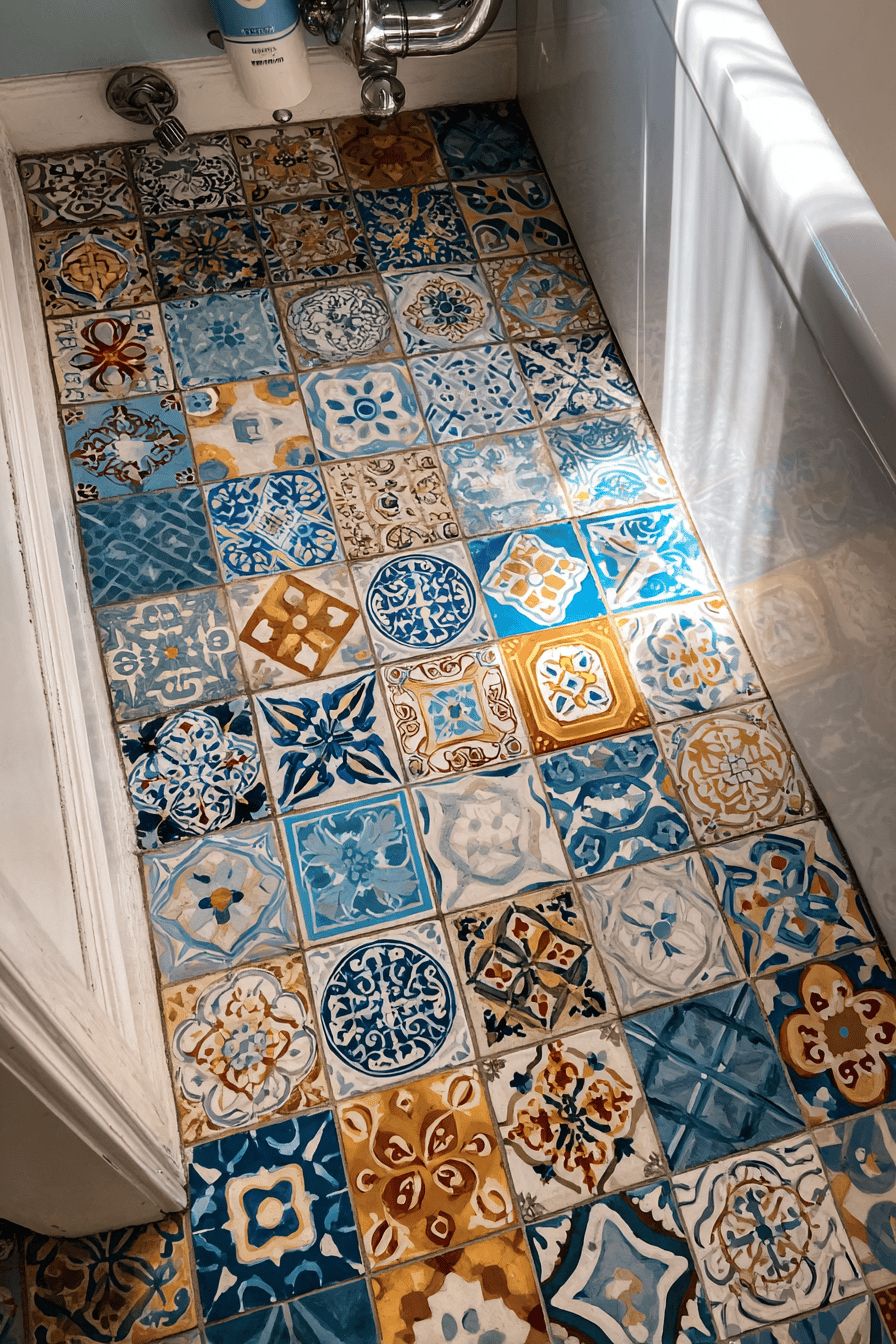 Patterned Tile Stickers on Floor