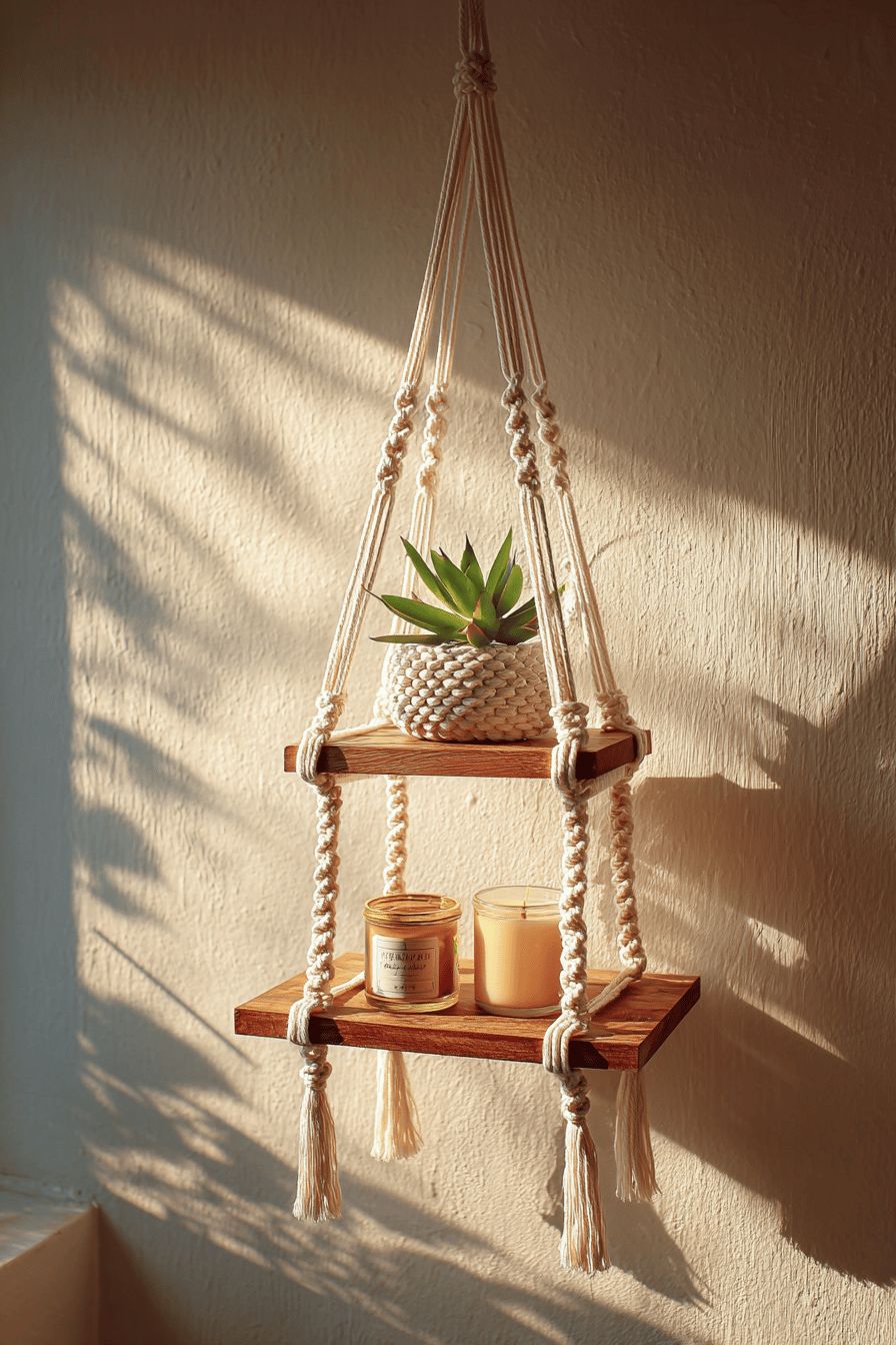 Hanging Macramé Shelf for Toiletries