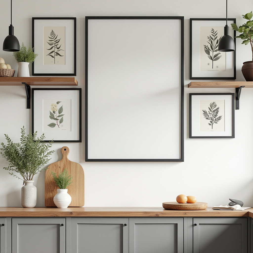 Modern farmhouse kitchen gallery wall