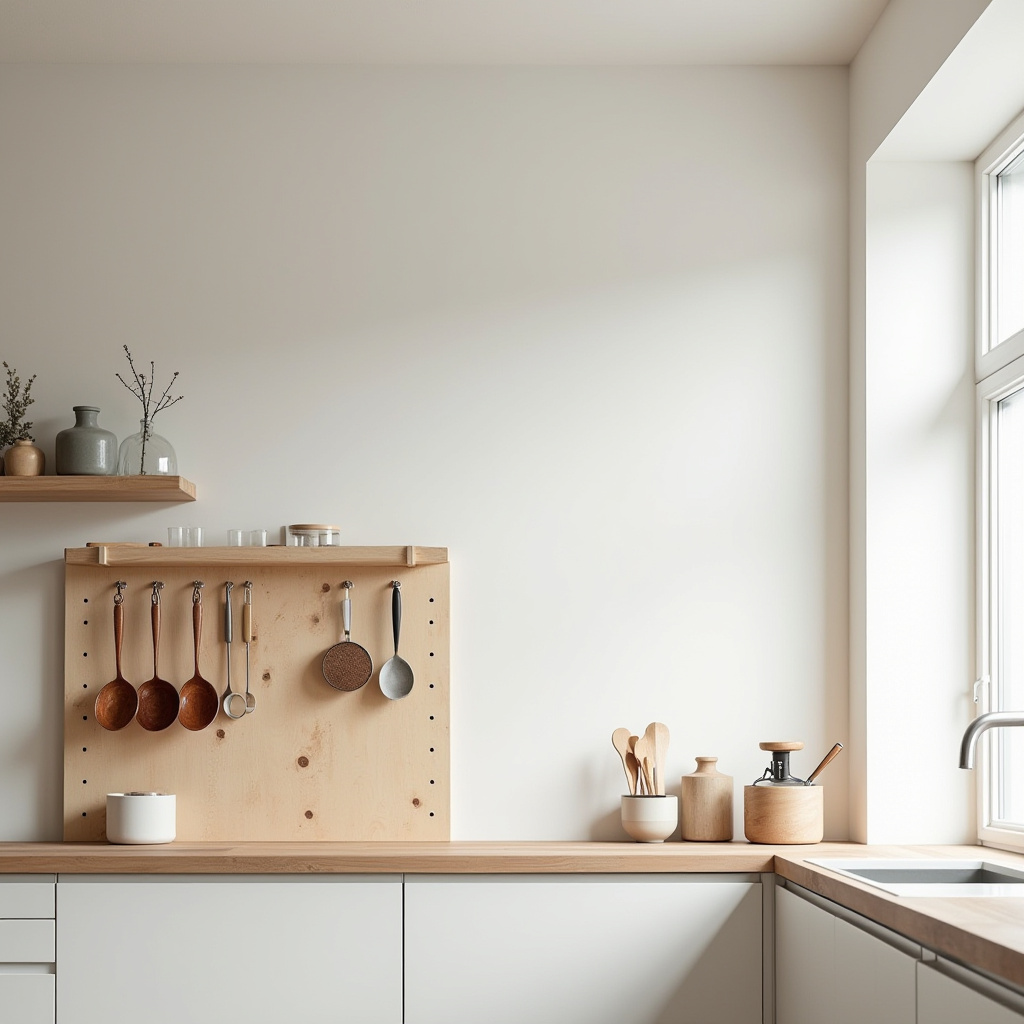Scandinavian kitchen pegboard