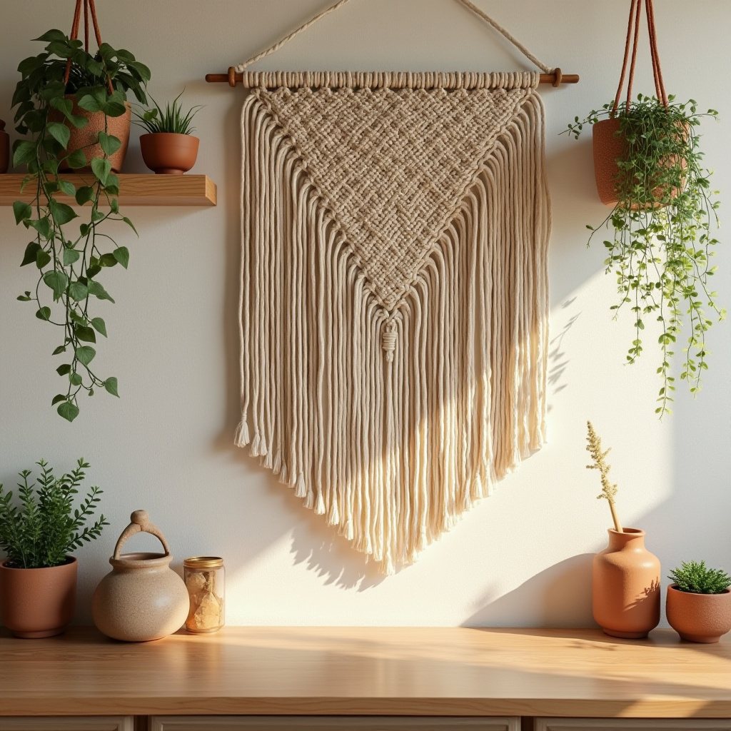 Bohemian kitchen macramé wall hanging