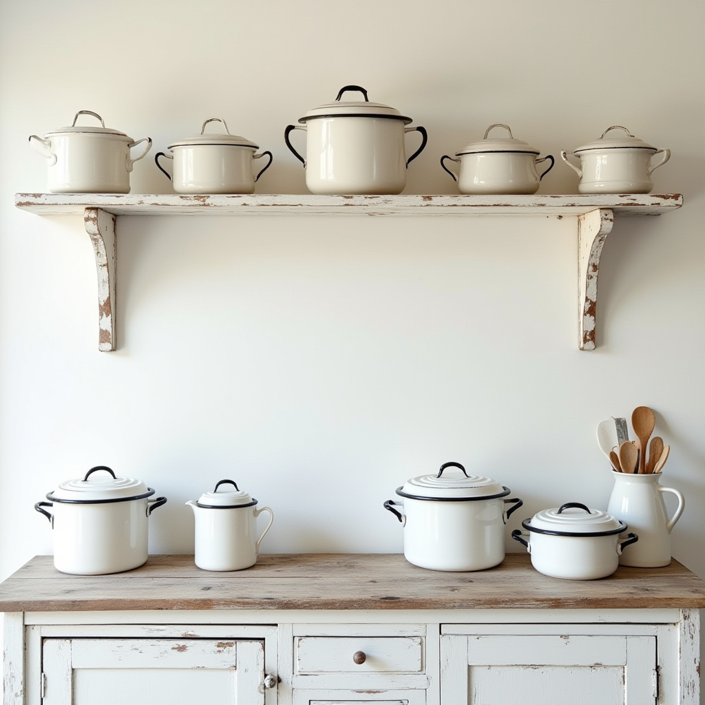 Provence-inspired kitchen with enamelware