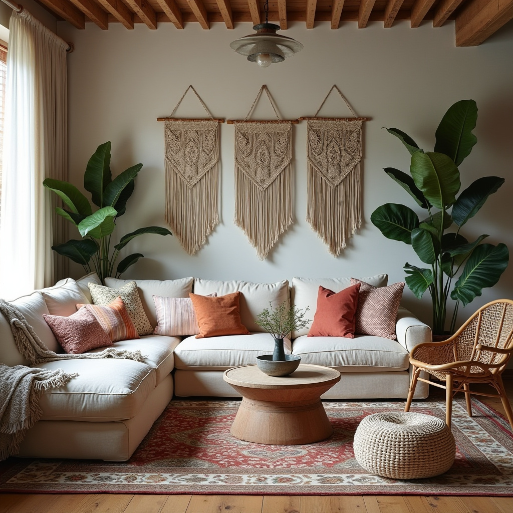 Vibrant bohemian living space