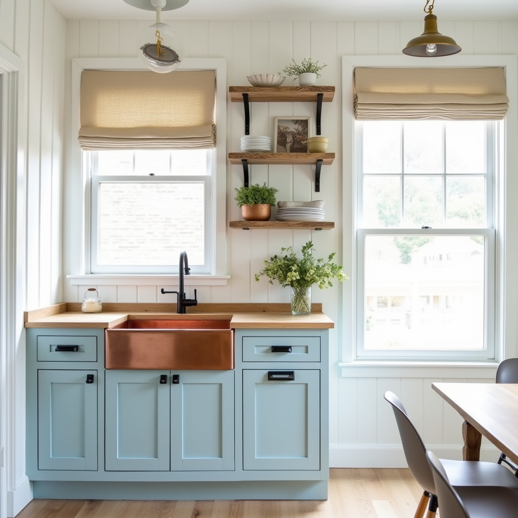 Compact coastal cottage kitchen