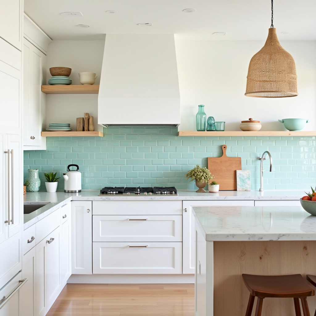 California coastal kitchen with oak cabinets