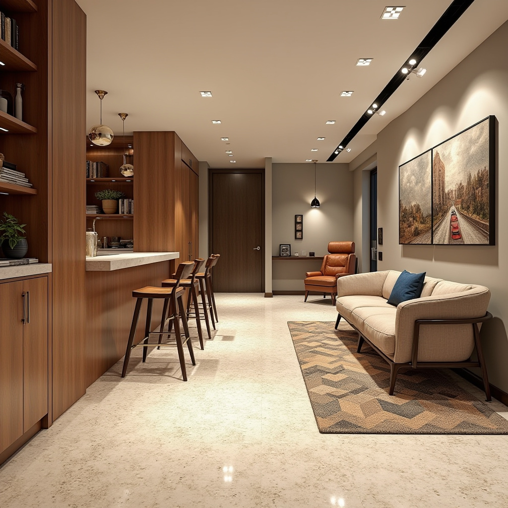 mid-century modern basement floor