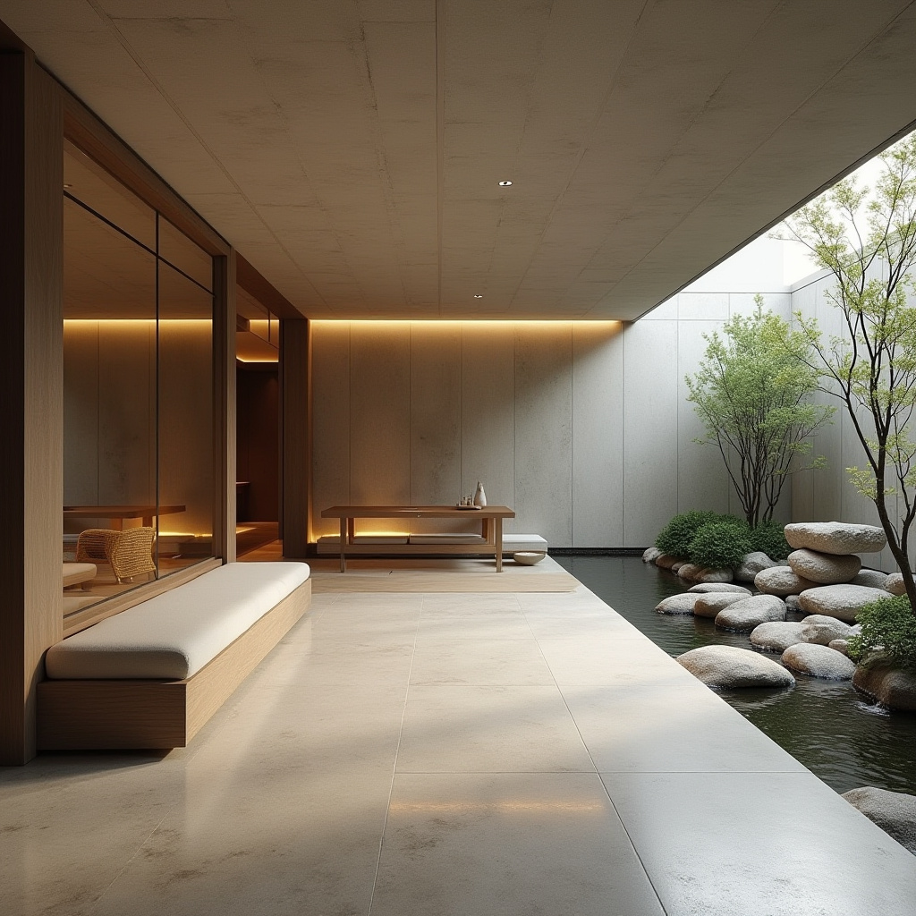 zen minimalist basement floor