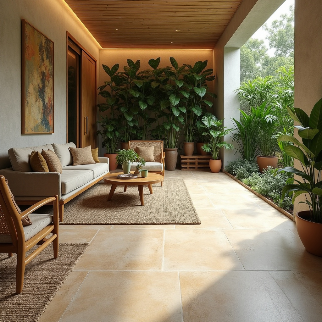 tropical modern basement floor