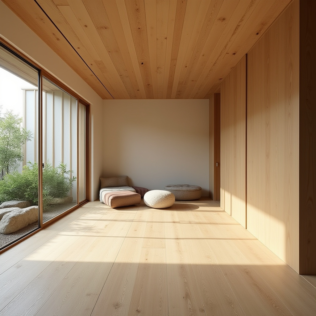 minimalist japanese basement floor