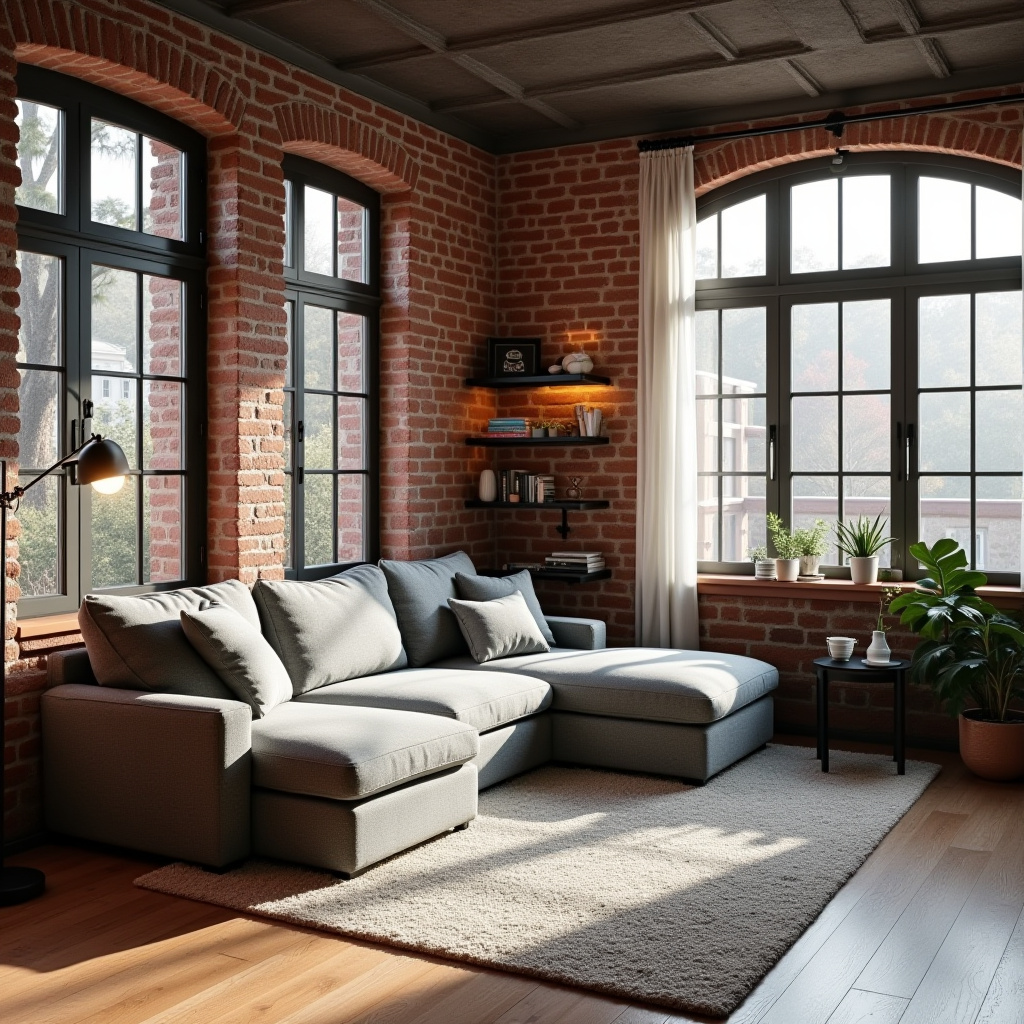 modern basement living area