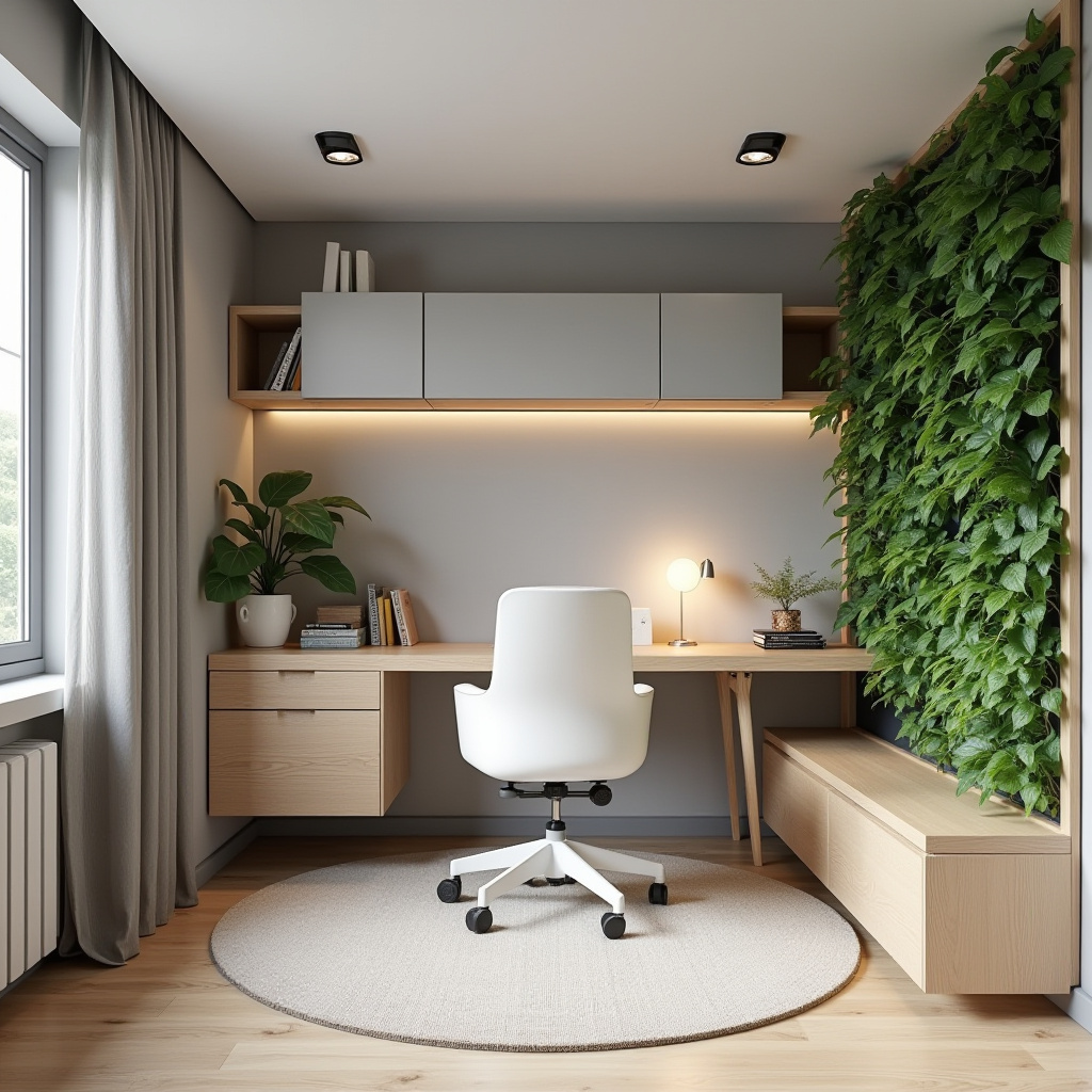 minimalist basement home office