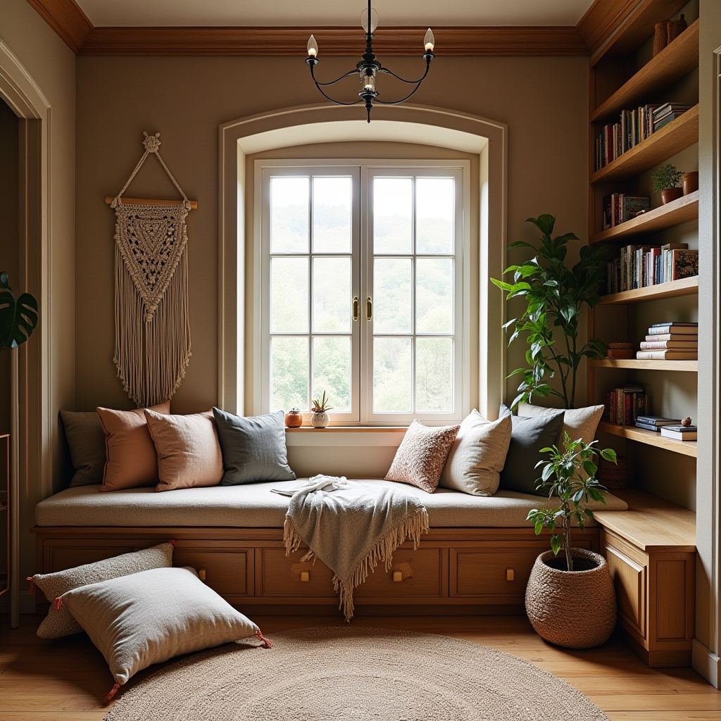 bohemian basement reading nook