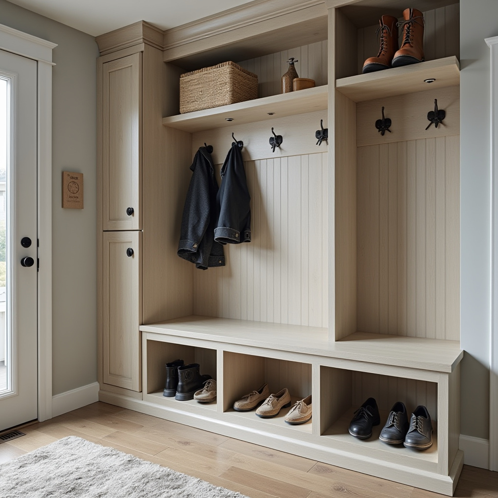 organized basement mudroom
