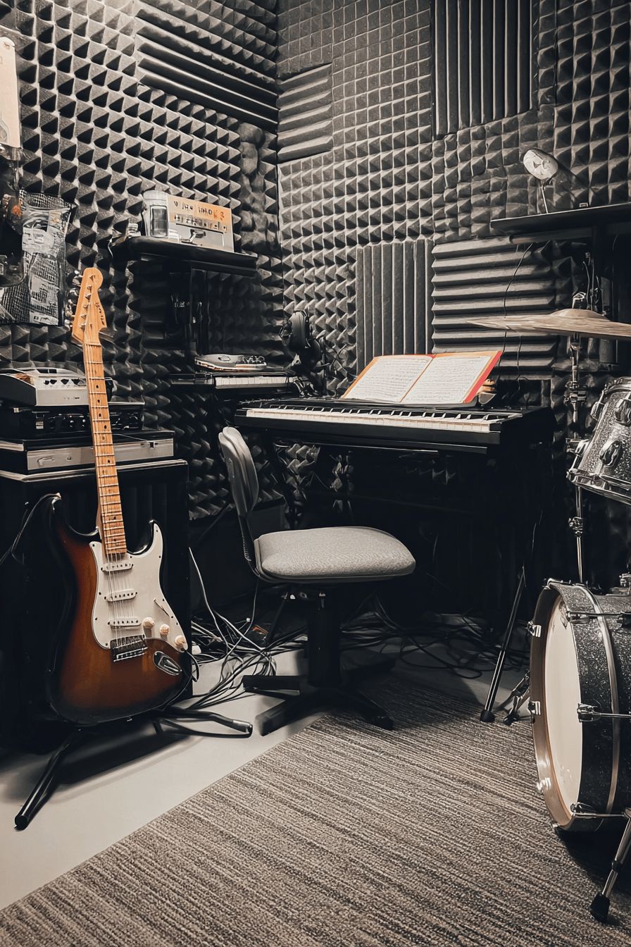 Music Studio with Soundproof Panels