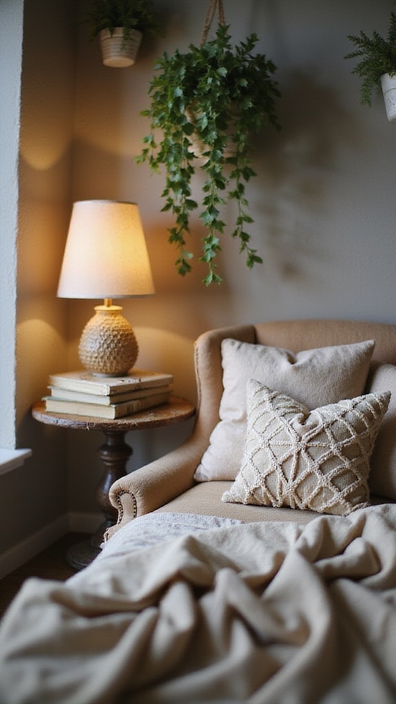 cozy boho reading nook