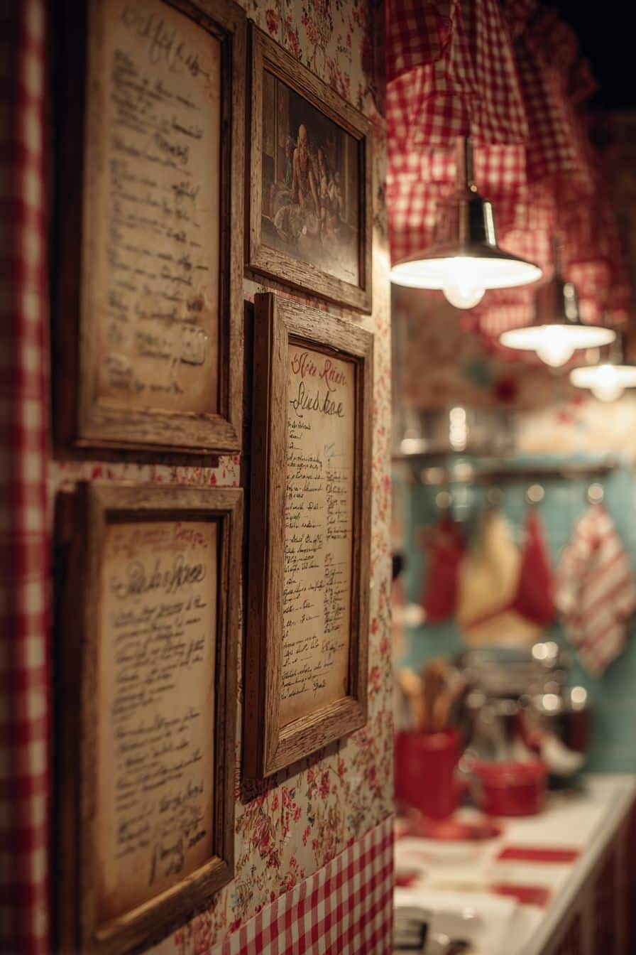 Framed Vintage Recipe Cards