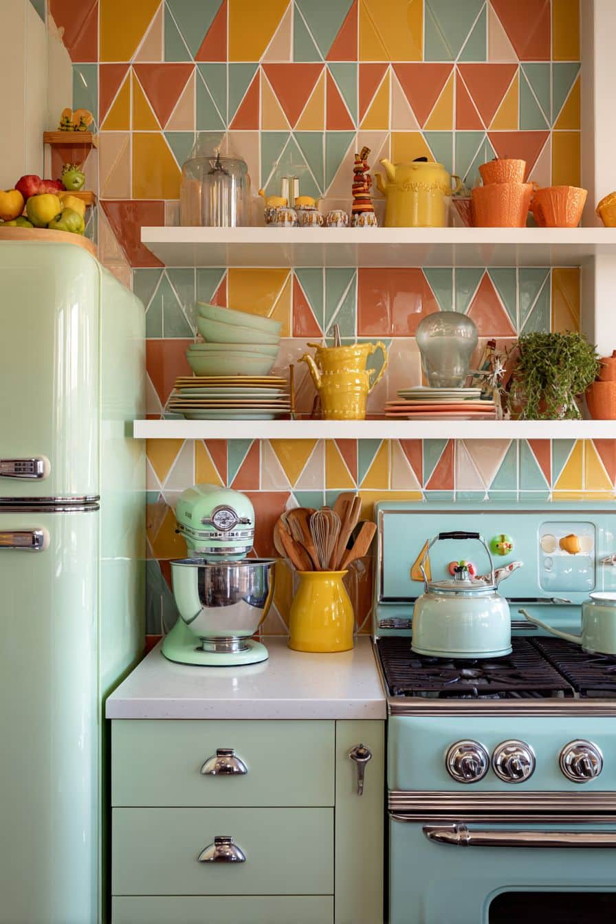 Vibrant Retro Backsplash for a Pop of Color