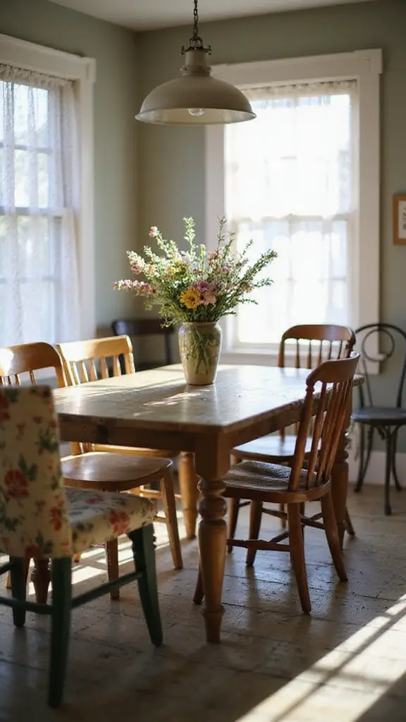 eclectic mismatched dining chairs