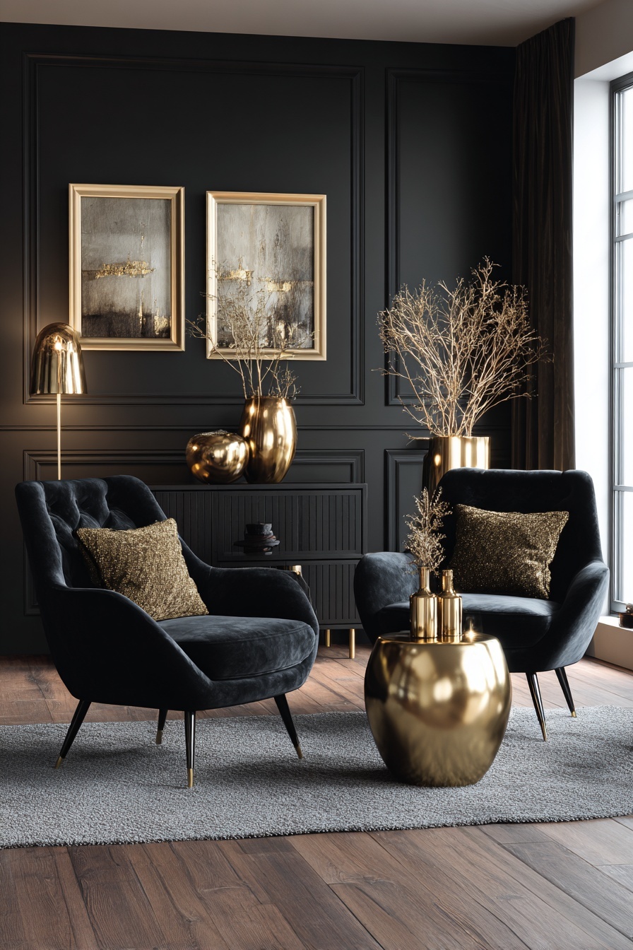 Luxurious Touch: Black and Gold Accents