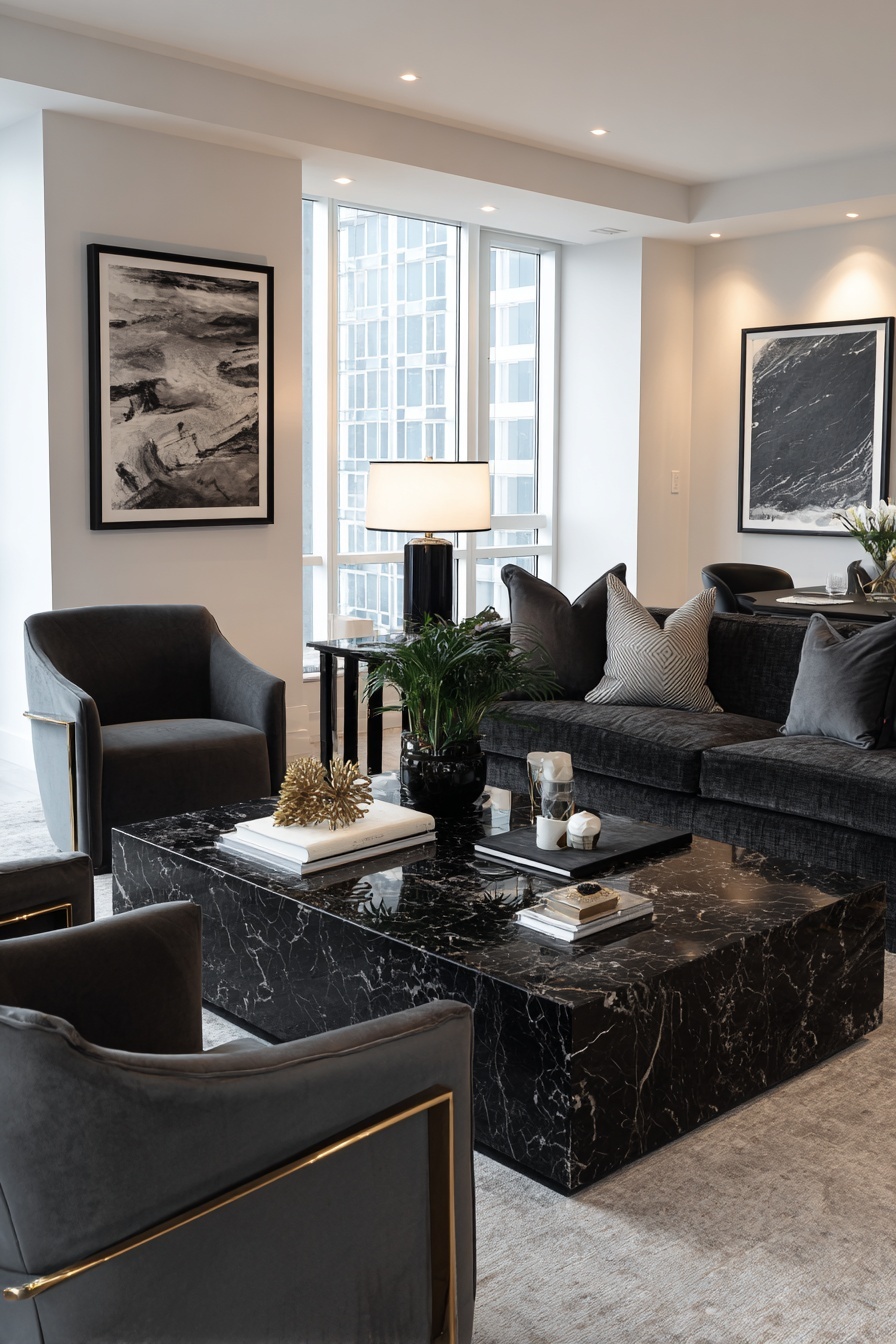 Opulent Surfaces: Black Marble Accents