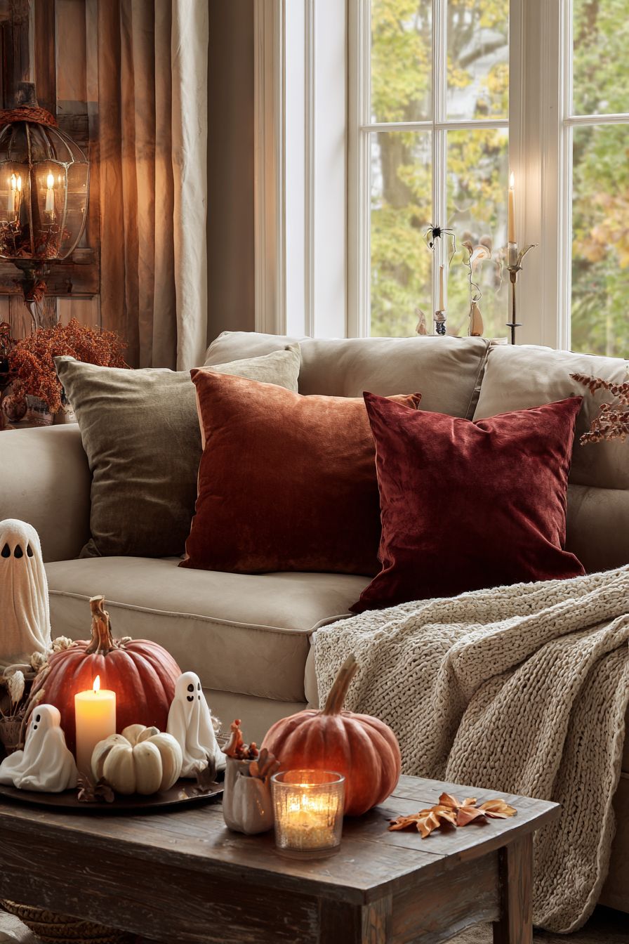 Velvet Cushions in Autumnal Shades