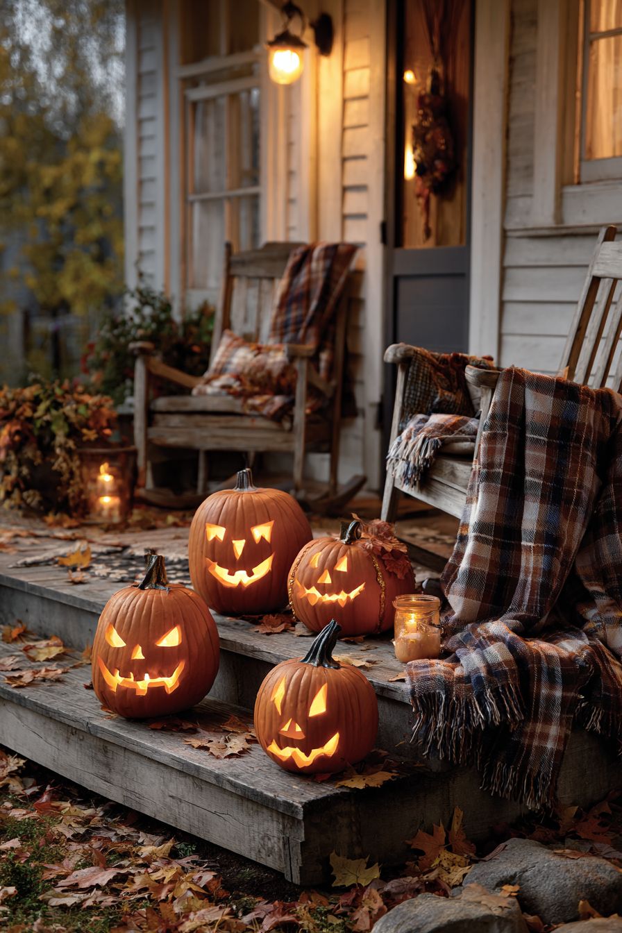 Candlelit Jack-o'-Lanterns