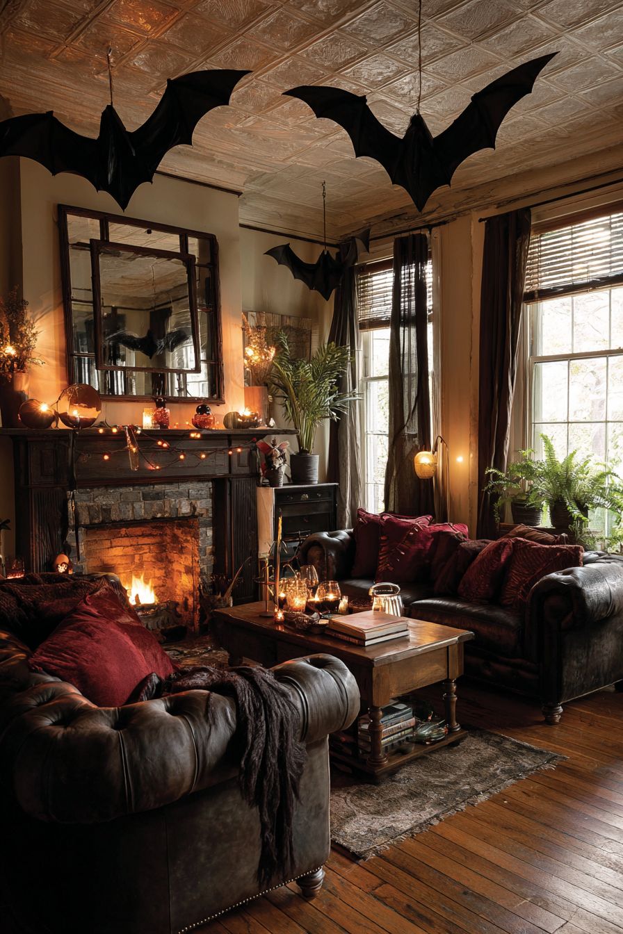 Suspended Bat Decorations for a Playful Haunt