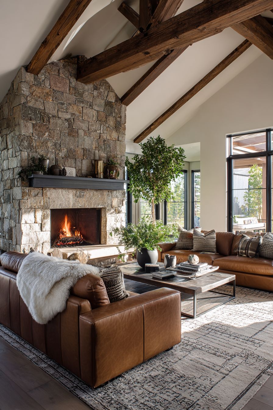 Create a Focal Point with a Stone Fireplace