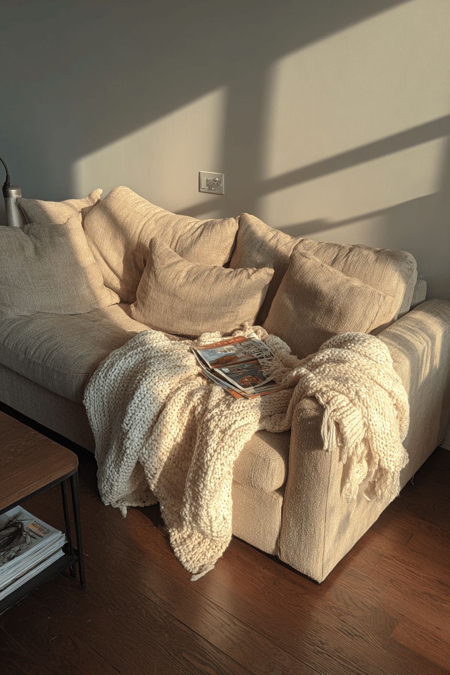 Cozy Throw Blanket on Sofa