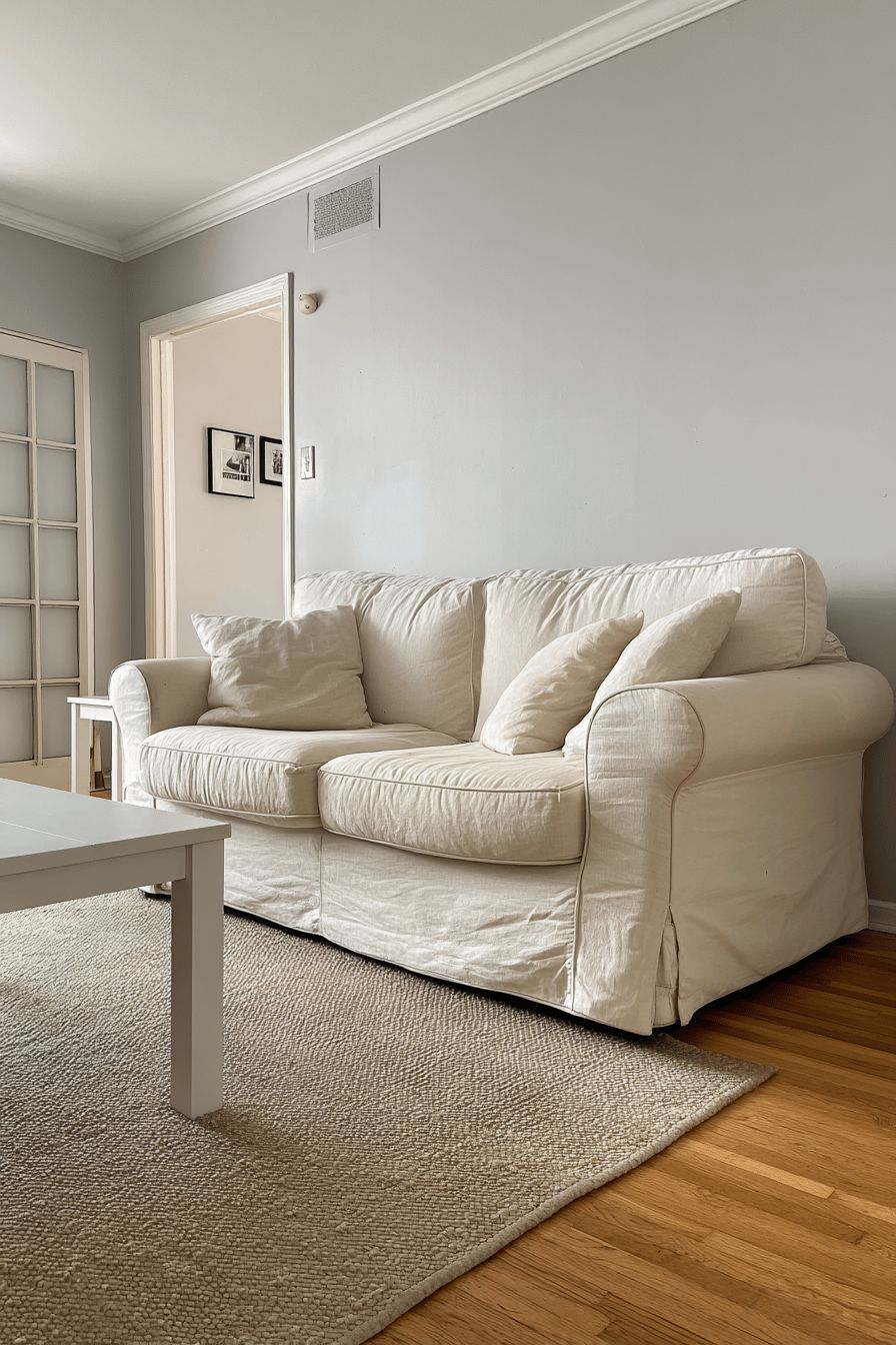 Neutral color palette in a small living room