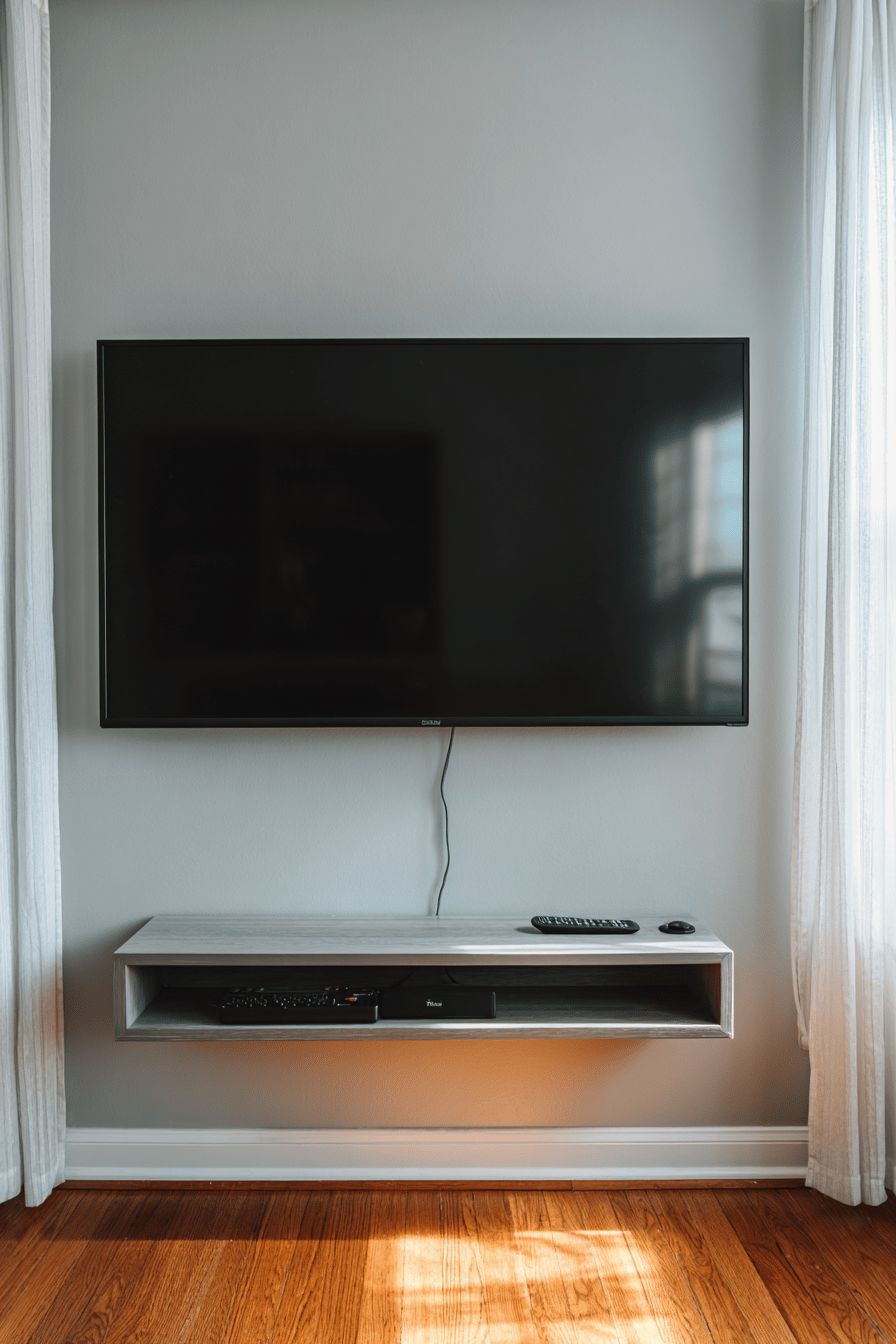Wall-mounted TV in a small living room