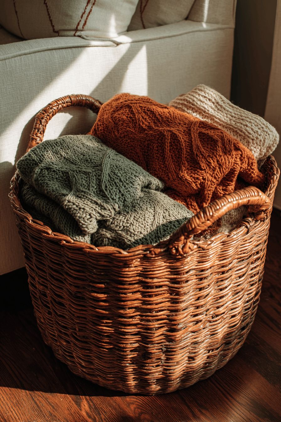 Rattan Baskets for Blanket Storage