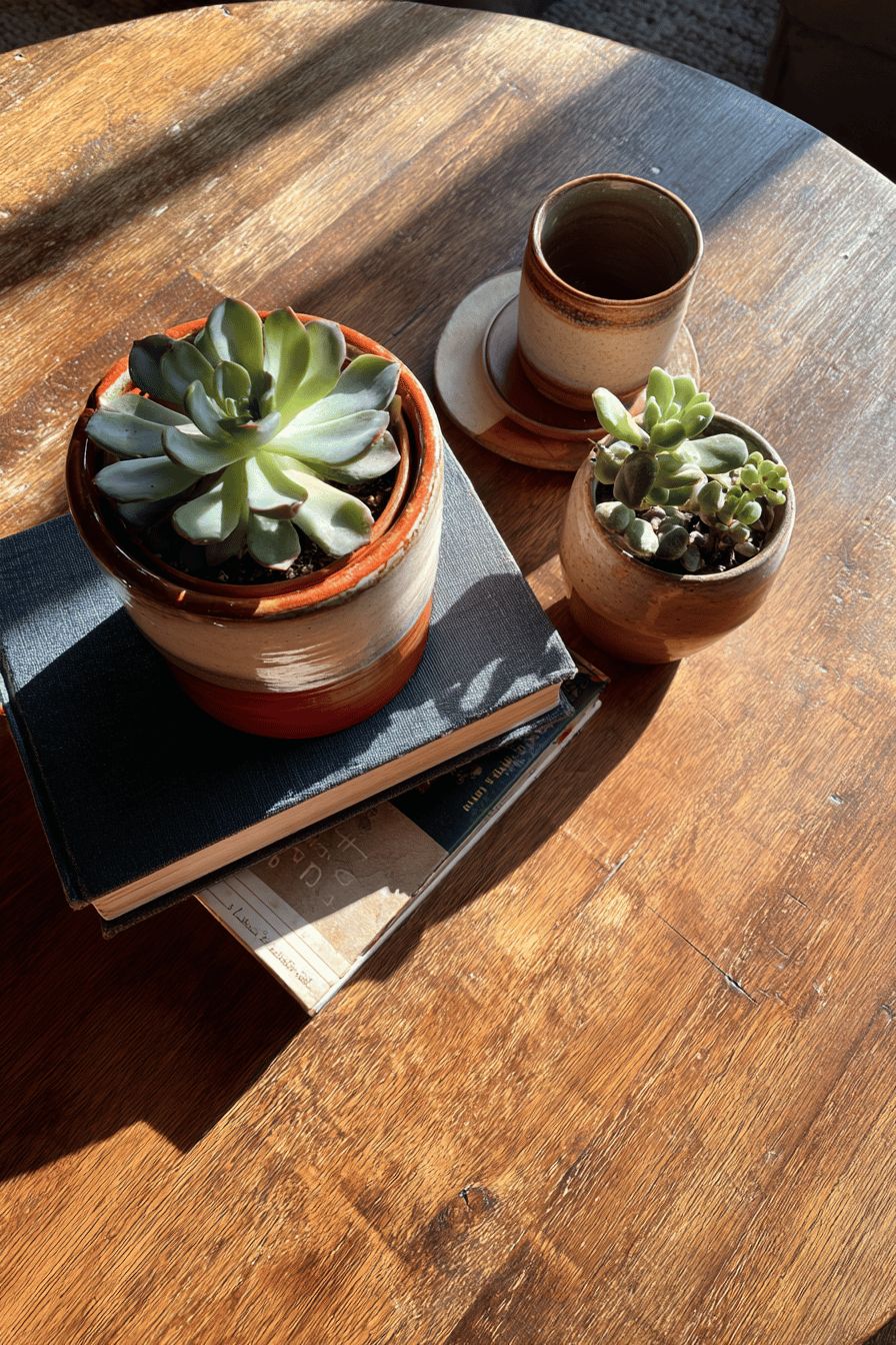 Succulents on Wooden Coffee Table