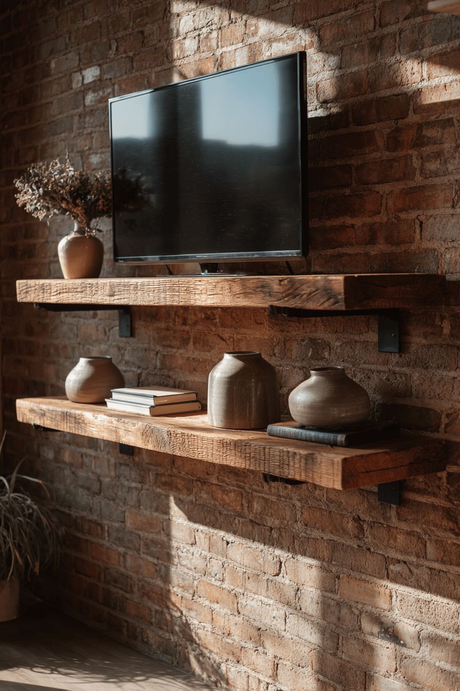 Mount Floating Wooden Shelves Above the TV